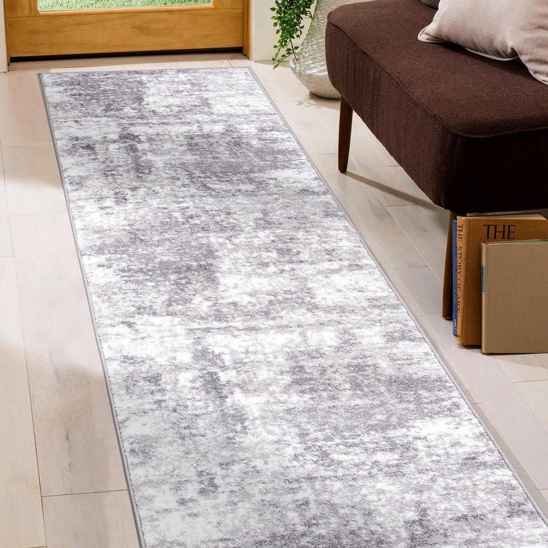 Rugshop Distressed Abstract Runner Rug 2 X 7 in Gray