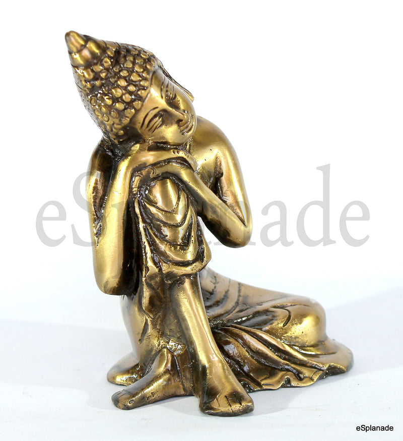 eSplanade Brass Buddha - Meditating Buddha - Showpiece | Home Decor | Brass Metal Idol Statue Figurine Murti (Buddha Resting Big)