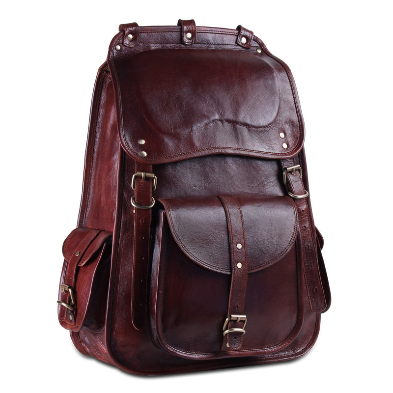 Handmade Leather Laptop Backpack for Travel and Office, 21 Inch