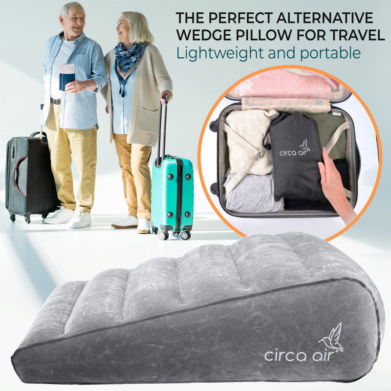 Circa Air Inflatable Wedge Pillow for Travel and Home 24x24x8 Inches