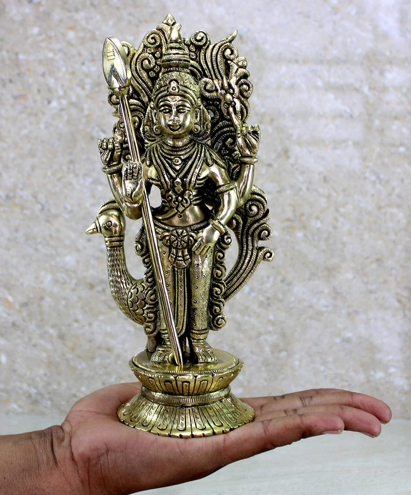 Esplanade Brass Lord Karthikeya Murti Statue 9.75 Sculpture Karthik Subramanya