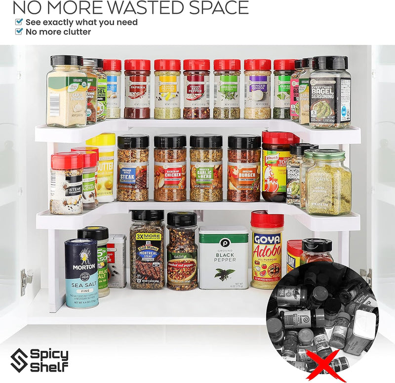 Spicy Shelf Deluxe - Expandable Spice Rack and Stackable Cabinet & Pantry Organizer (1 Set of 2 Shelves) - As Seen on TV Deluxe (Spicy Shelf