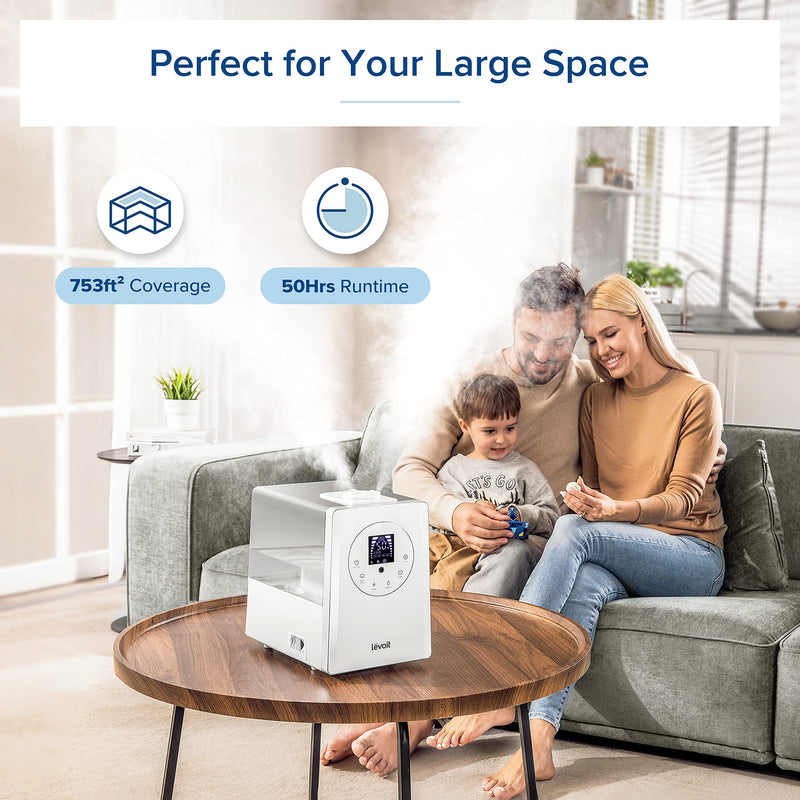 LEVOIT 6L Humidifiers for Bedroom Large Room Warm Cool Mist Air Vaporizer White