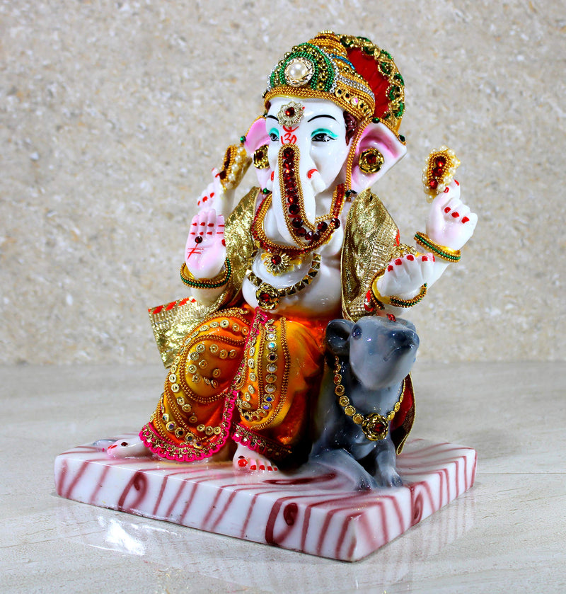 eSplanade Resin Ganesha Ganesh Murti Idol Statue Sculpture 11 Inches MultiColor