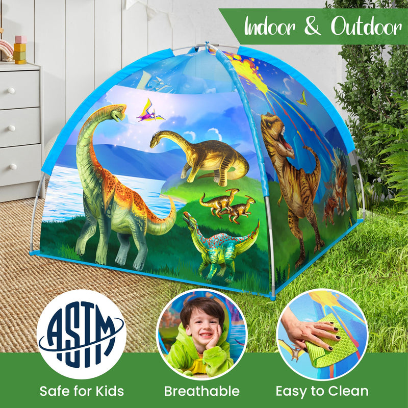 Interactive Dino Paradise Super Dome Play Tent with Roar Button and LED Lights