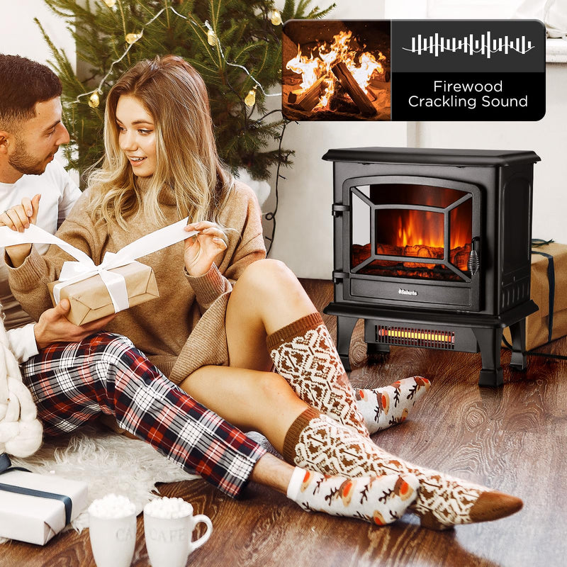 TURBRO Suburbs 20 in. Electric Fireplace Infrared Heater with Crackling Sound