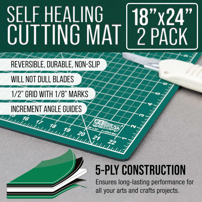 18x24 Inch Double-Sided Self-Healing Cutting Mat Pack - 2 Pack