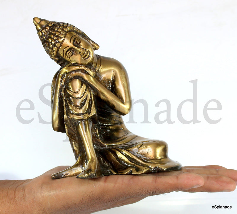 eSplanade Brass Buddha - Meditating Buddha - Showpiece | Home Decor | Brass Metal Idol Statue Figurine Murti (Buddha Resting Big)