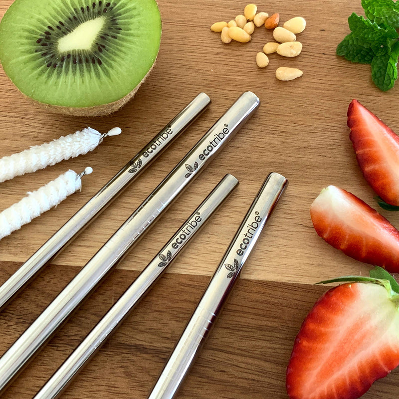 Portable Stainless Steel Reusable Straws with Case and Brush - 8.5 Inches