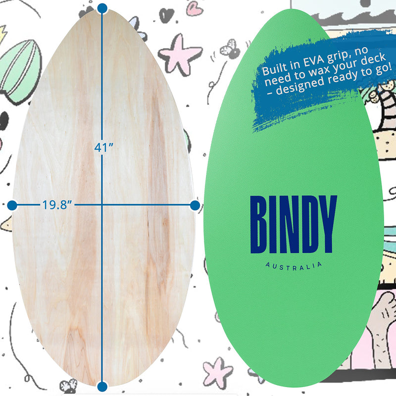 Bindy 41-Inch Beginner Skimboard with Traction Pad and Bag