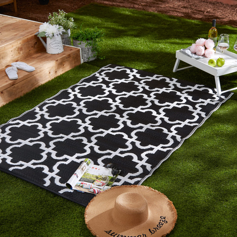 Dii Reversible Outdoor Lattice Woven Rug 4x6 Ft Black