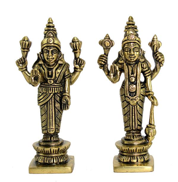 Esplanade 5 Brass Lakshmi Narayan Pair Vishnu & Laxmi Idol Statue for Pooja