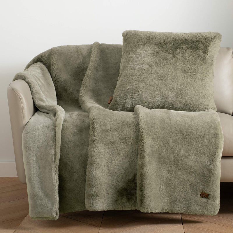 UGG Euphoria Plush Reversible Throw Blanket 70x50 Eucalyptus