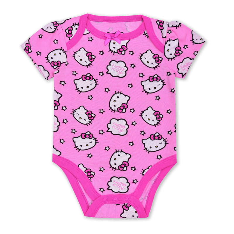 Hello Kitty Baby Girl 3 Pack Bodysuits for Newborn and Infant