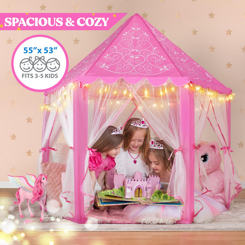 Pink Princess Play Tent with Sound and Lights for Kids Ages 3-8