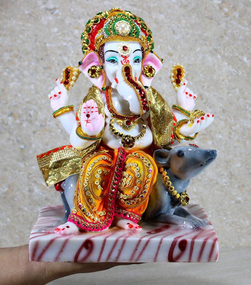 eSplanade Resin Ganesha Ganesh Murti Idol Statue Sculpture 11 Inches MultiColor