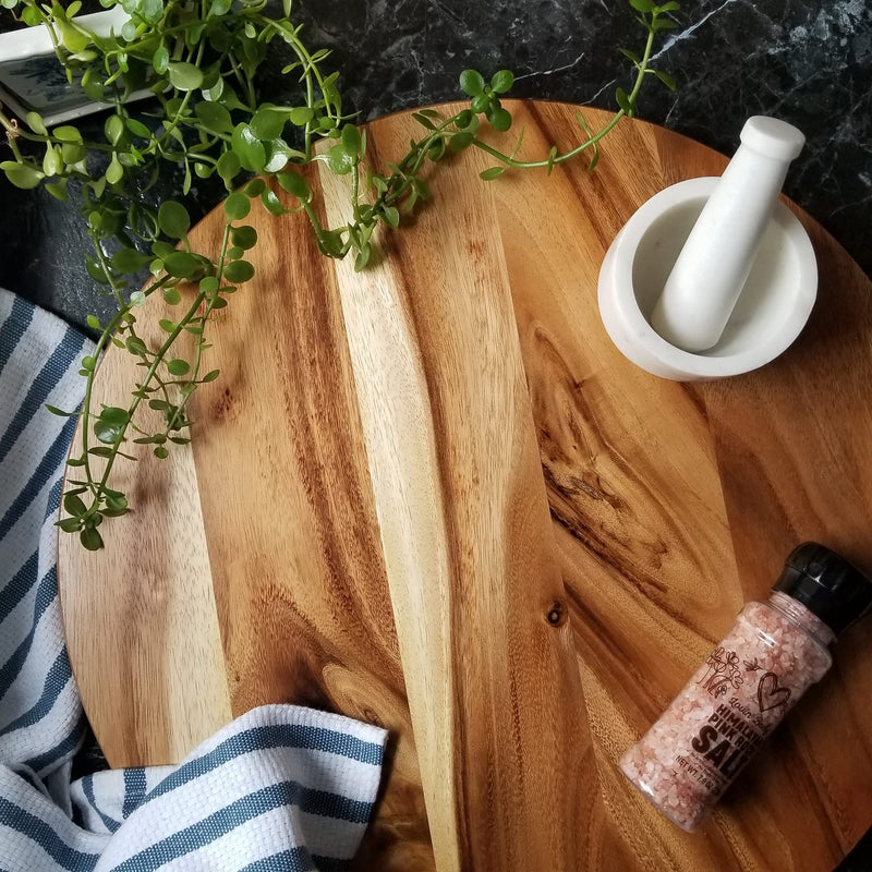 20" Acacia Wood Lazy Susan Turntable for Dining & Kitchen