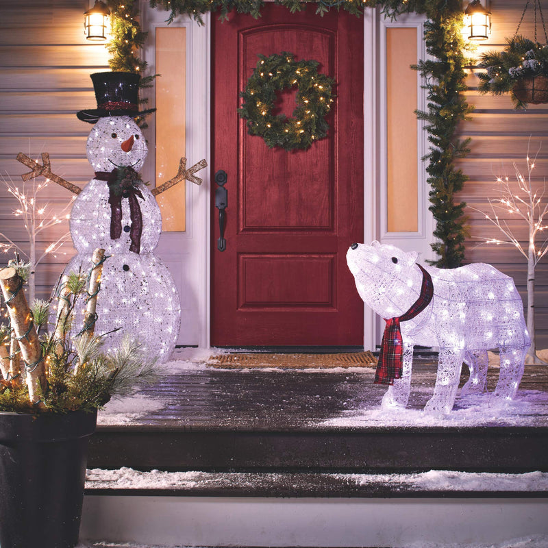 5 Foot LED Light Up Snowman with Top Hat & Red Scarf