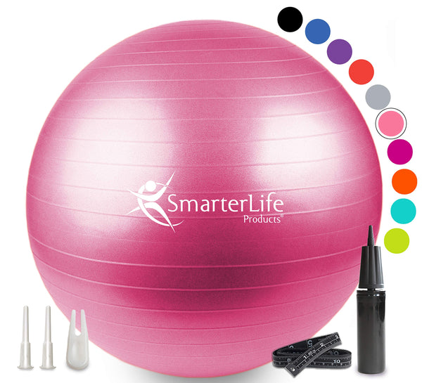 SmarterLife Workout Exercise Ball for Fitness Yoga Stability Birthing 45 cm Pink