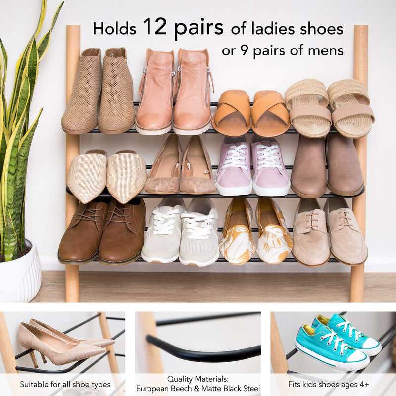 Wooden Shoe Rack Organizer Modern Shoe Rack That Holds 12 Pairs of Shoes