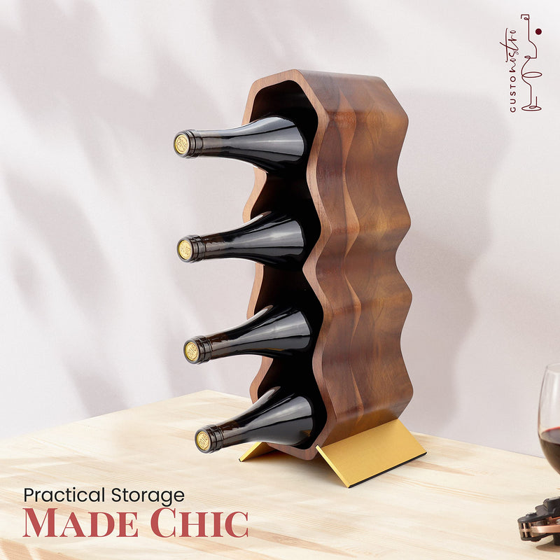 Acacia Wood Wine Rack 7 Bottle Countertop Holder