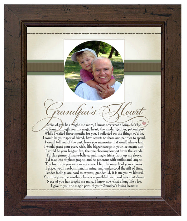 Walnut 8x10 Picture Frame with Grandpa's Heart Poem