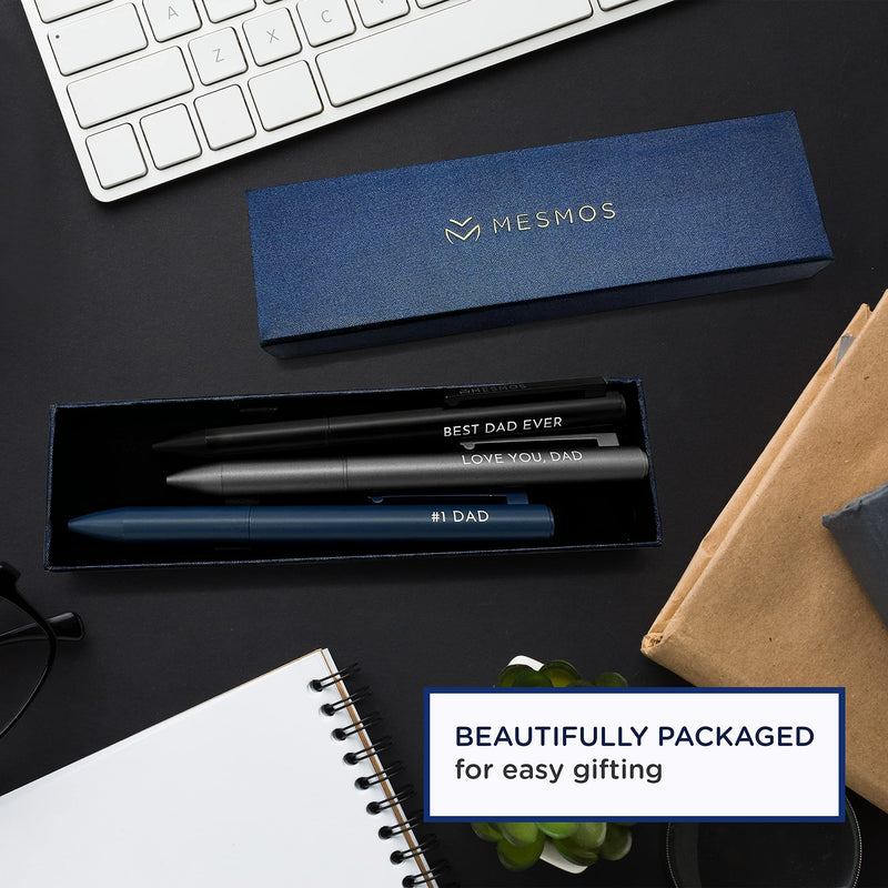 MESMOS 3Pk Luxury Fancy Pen Set, Birthday Gifts for Dad, Unique Gifts from Daughter Son Wife, Presents for Dad Birthday Gift, Cool Black Pens, Best Dad Ever Gifts, Metal Ballpoint Pens