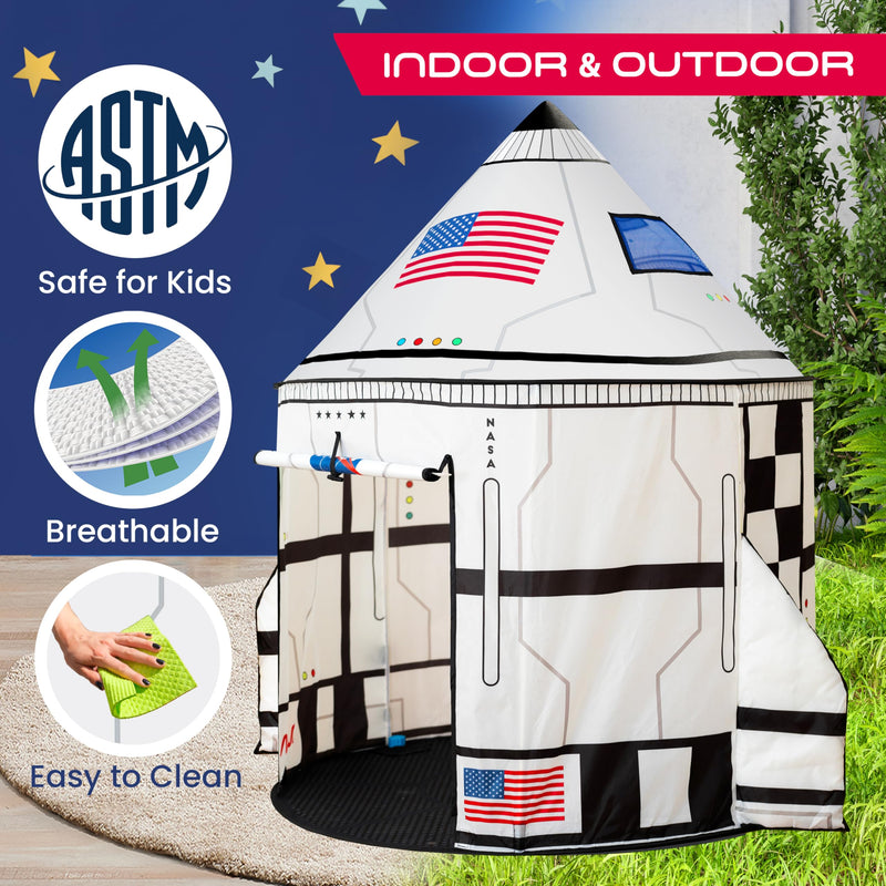 Kids Space Shuttle Explorer Play Tent with LED Lights & Toys