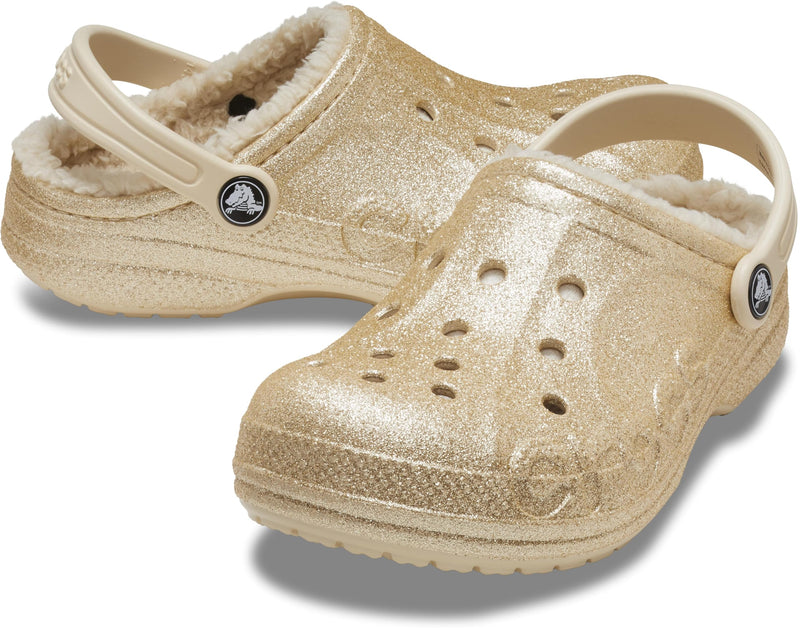 Kids Gold Glitter Lined Crocs Clog - Size 10 Toddler