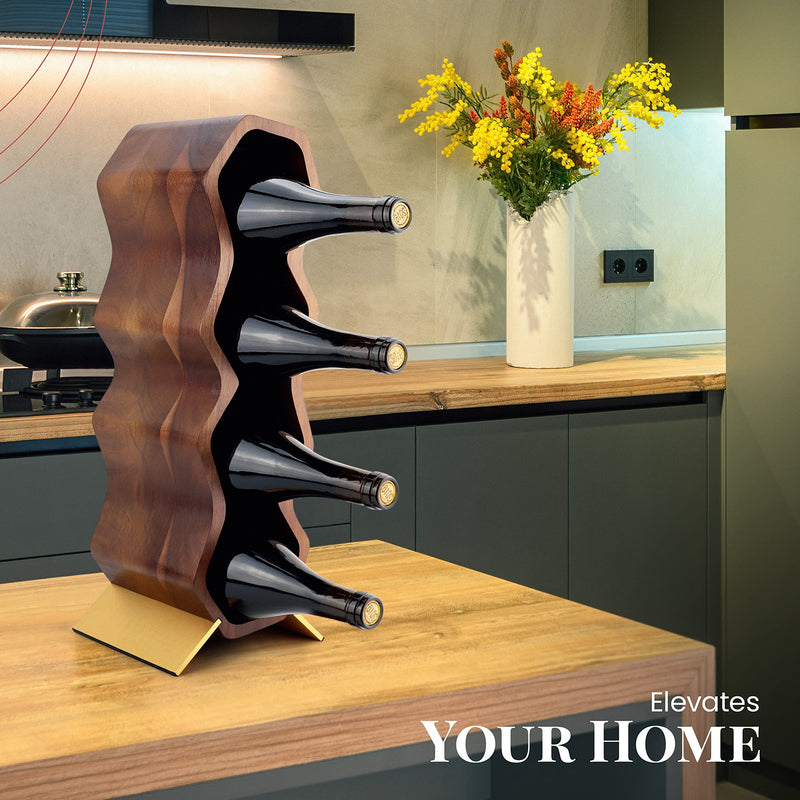 Acacia Wood Wine Rack 7 Bottle Countertop Holder