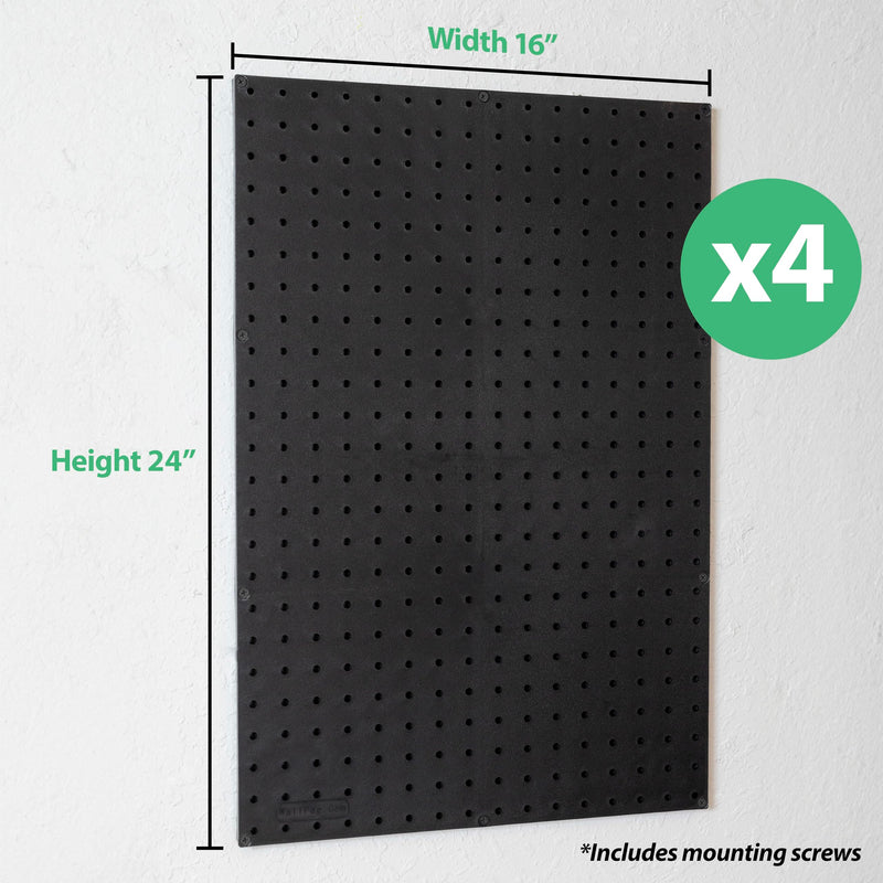 Black Wall Pegboard Organizer Kit 96” with Hooks and Bins