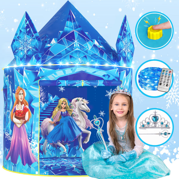 Frozen Princess Play Tent with LED Lights and Sound - Ages 3-7