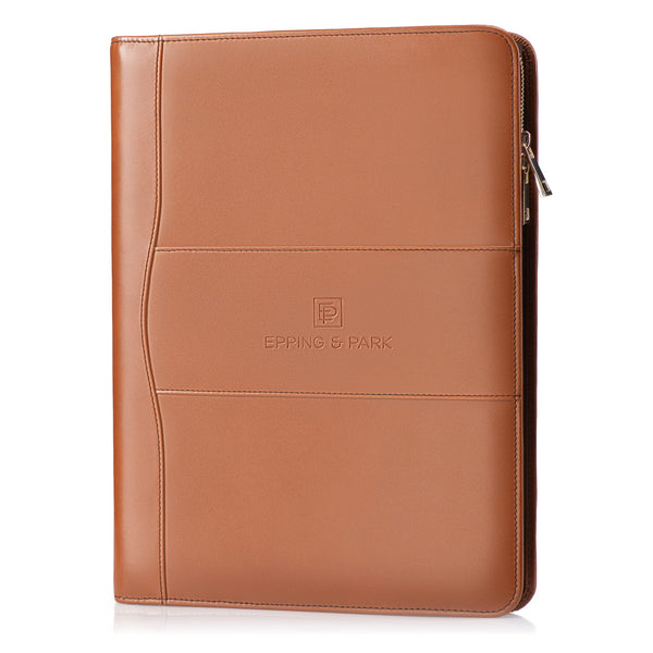 Epping & Park Leather Portfolio Binder | Handmade Italian Design | Full Grain Leather Padfolio Leather Binder | Executive Leather Portfolio for Men and Women | Letter Size Notepad Holder, Tan