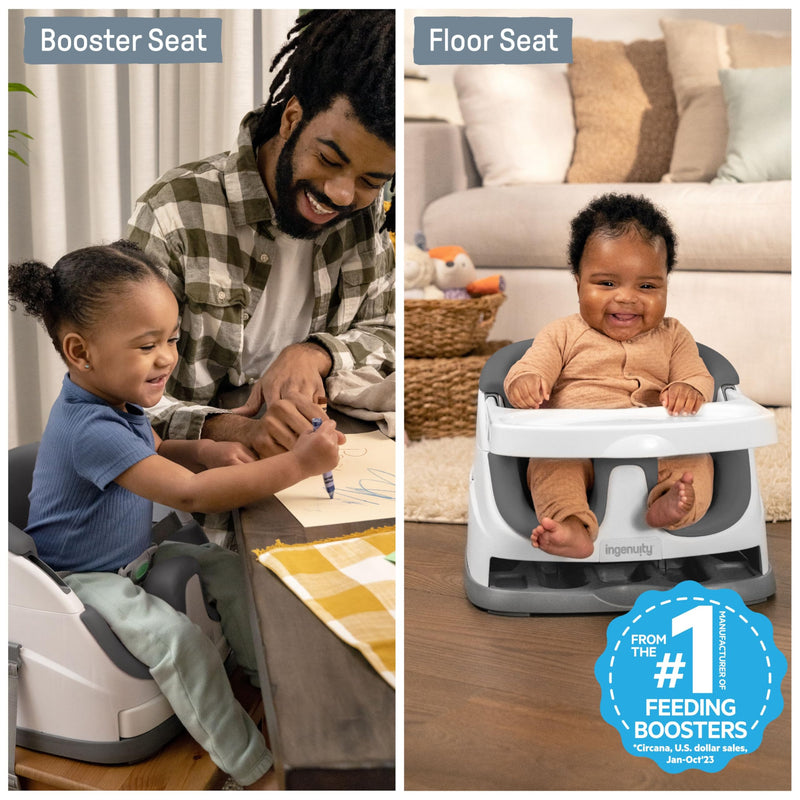 Ingenuity 2 in 1 Baby Booster and Floor Seat with Tray Slate