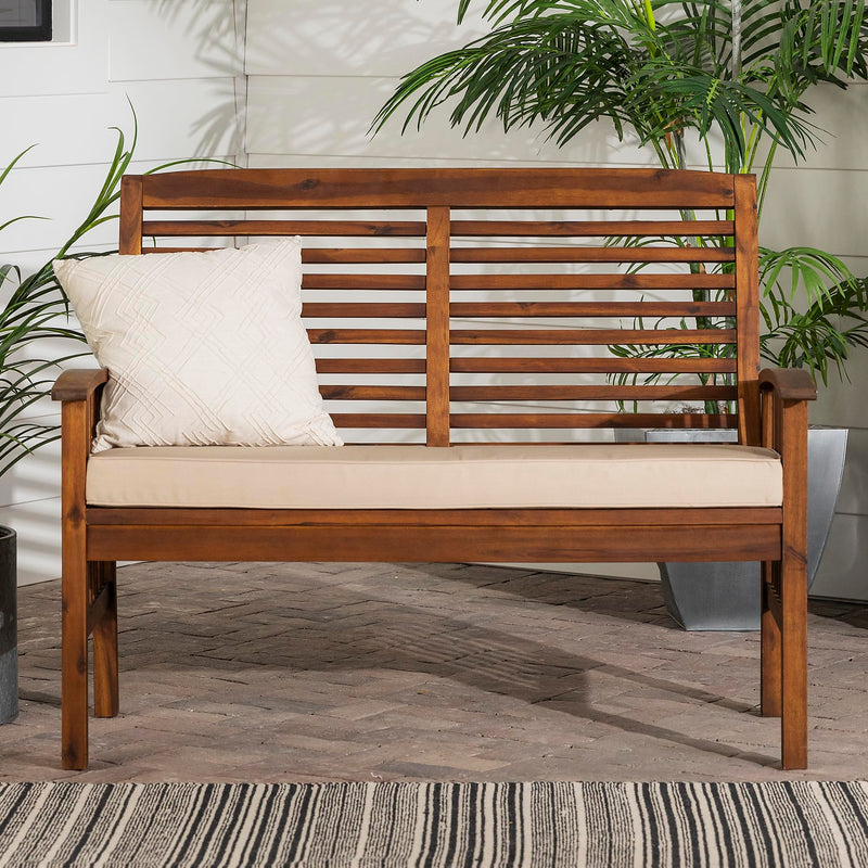 Solid Acacia Wood Patio Loveseat with Cushions 47 Inch