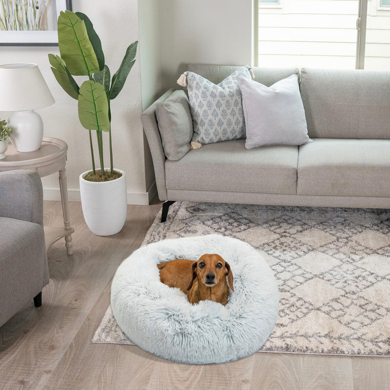 Frost Shag Donut Cuddler Pet Bed for Cats and Small Dogs 23"