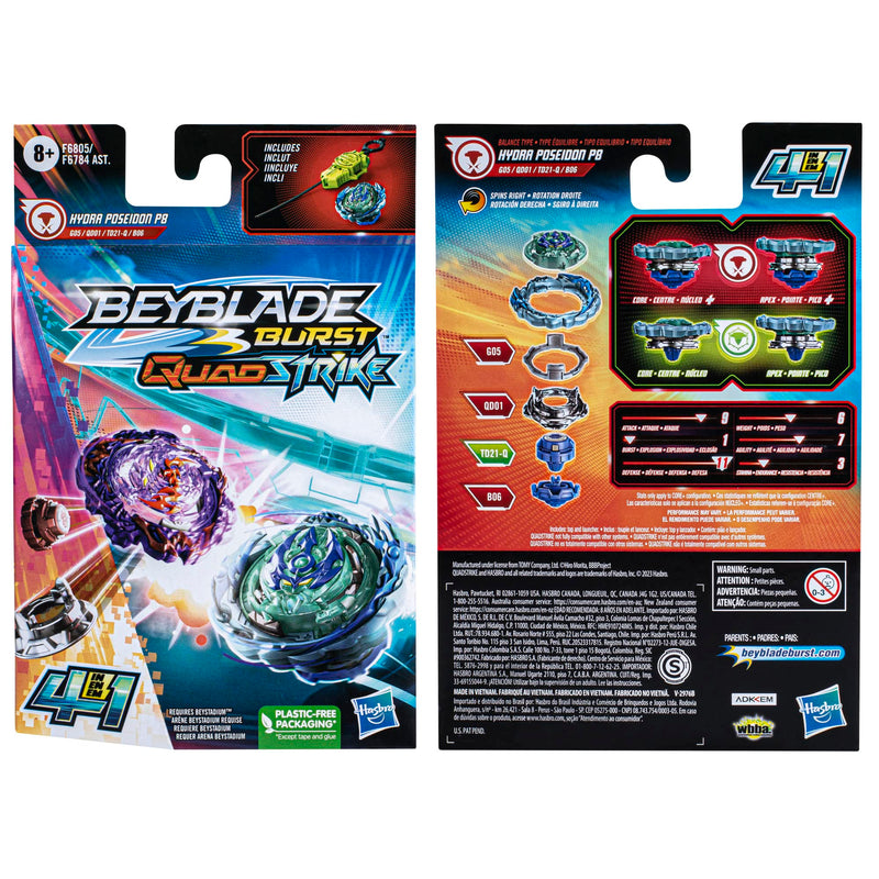 Beyblade Burst Quadstrike Hydra Poseidon P8 Starter Pack Balance Launcher