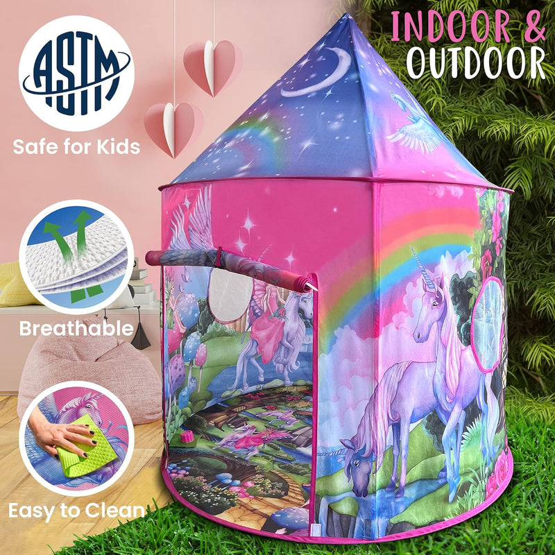 My Rainbow Sparkle Play Tent with Magical Unicorn Sounds for Kids