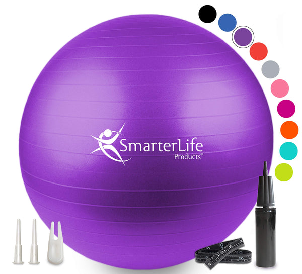 SmarterLife Workout Exercise Ball for Fitness Yoga Balance Stability 75 cm Purple