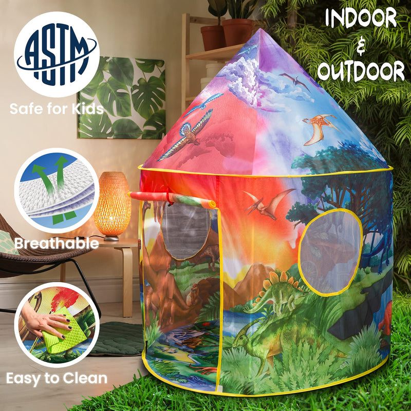 Dinosaur Play Tent with Roar Button for Indoor & Outdoor Adventures