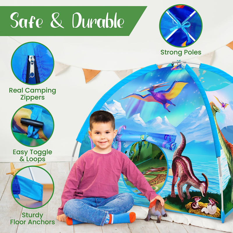 Interactive Dino Paradise Super Dome Play Tent with Roar Button and LED Lights