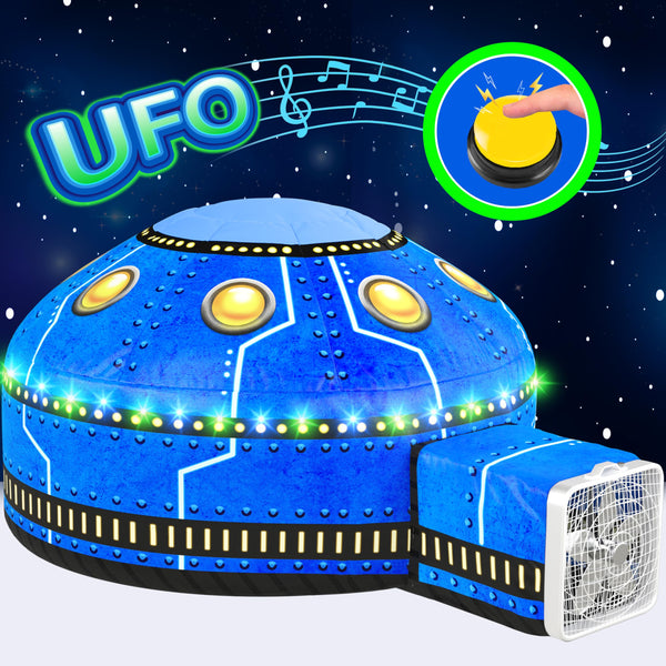 LED Light-Up UFO Inflatable Play Tent for Kids Ages 3-12