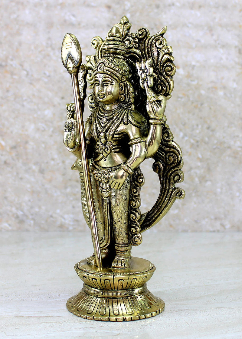 Esplanade Brass Lord Karthikeya Murti Statue 9.75 Sculpture Karthik Subramanya