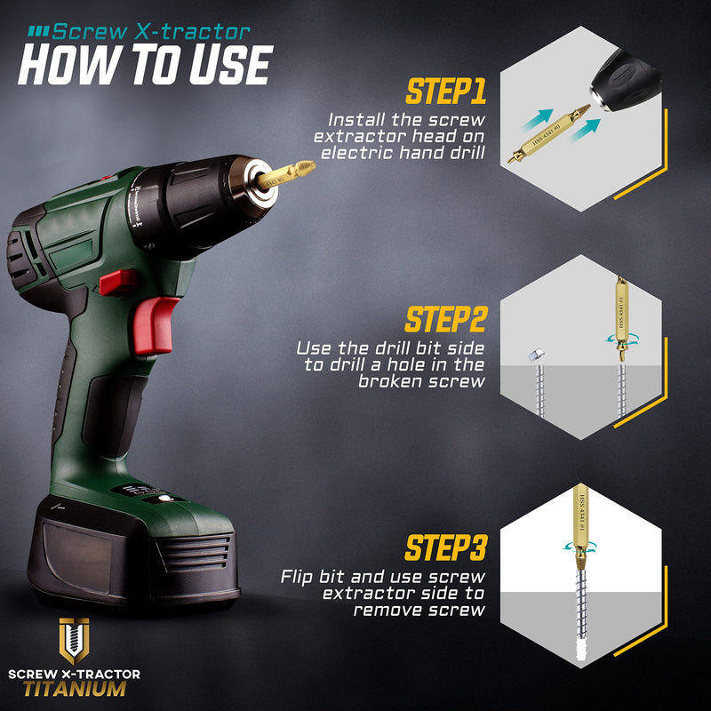Titanium Damaged Screw Extractor Kit - 6 Piece Set