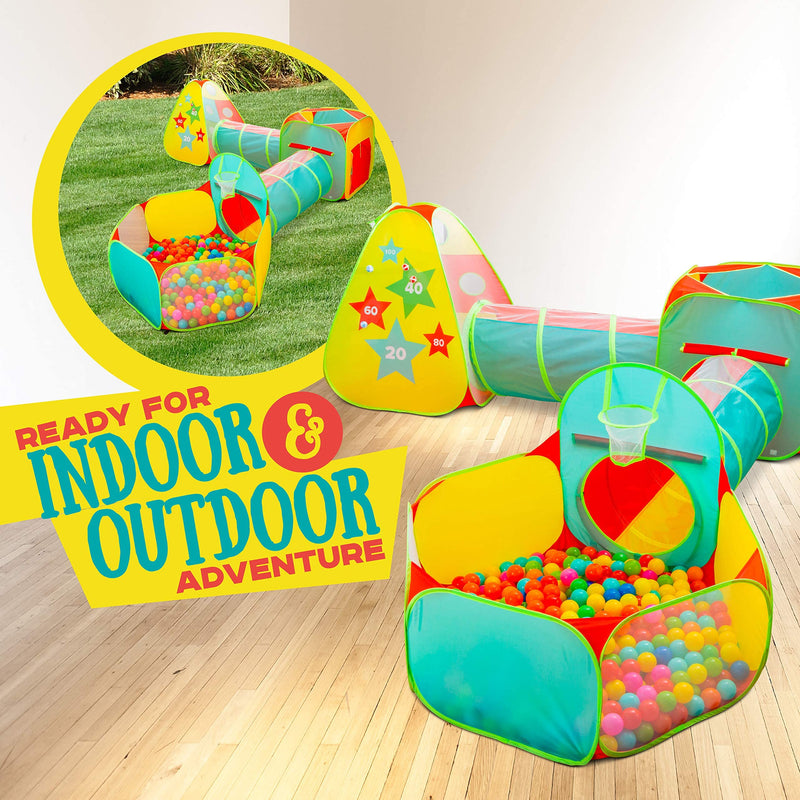 5pc Kids Jungle Gym Tent Set with Ball Pit & Crawl Tunnels