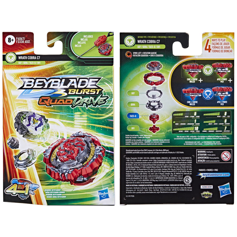 Beyblade Burst Quaddrive Wrath Cobra C7 Starter Defense Attack Includes Launcher