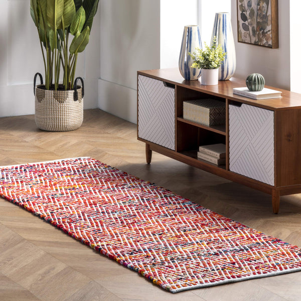 Nuloom Rochell Hand Woven Chevron Runner Rug 4.6 Inches Magenta