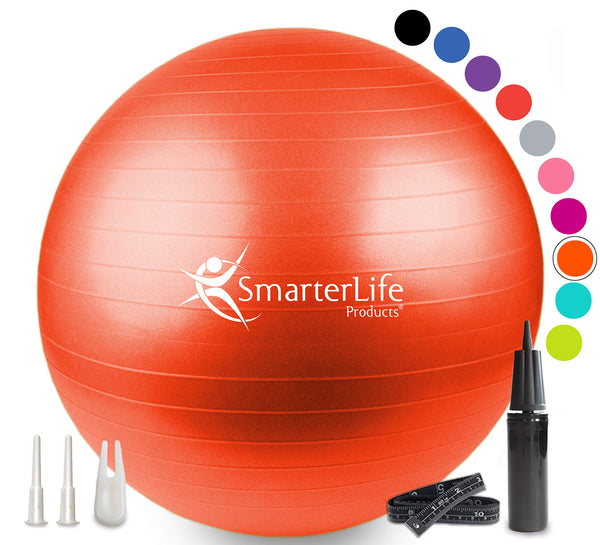 SmarterLife Workout Exercise Ball for Fitness Yoga Balance Yoga Ball 45 cm Orange