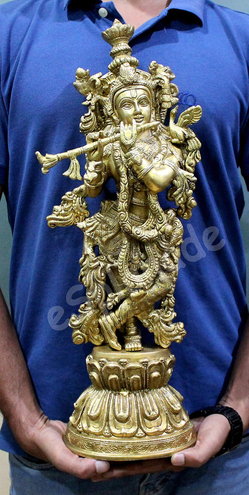 Esplanade 21 Brass Radha Krishna Statue Antique Finish Idol Sculpture