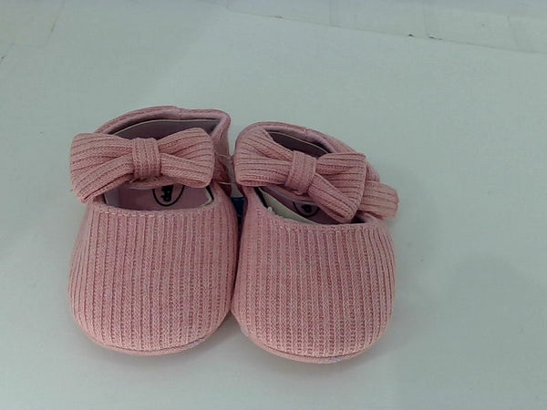 Pink Baby Girl Cotton Bow Shoes, Size 12-18 Months